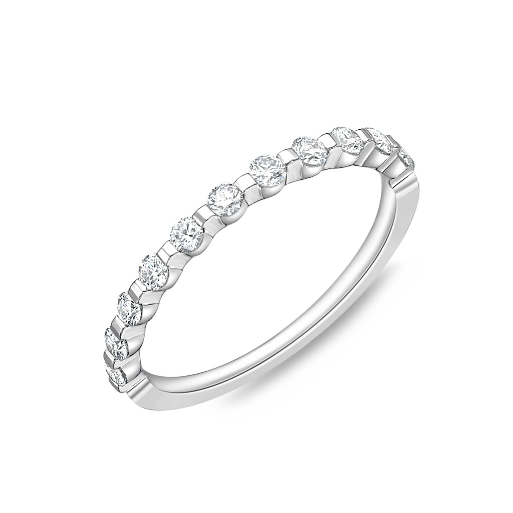 Platinum Precious Prong Half Eternity Band With Round Diamonds Weighing 0.34cttw