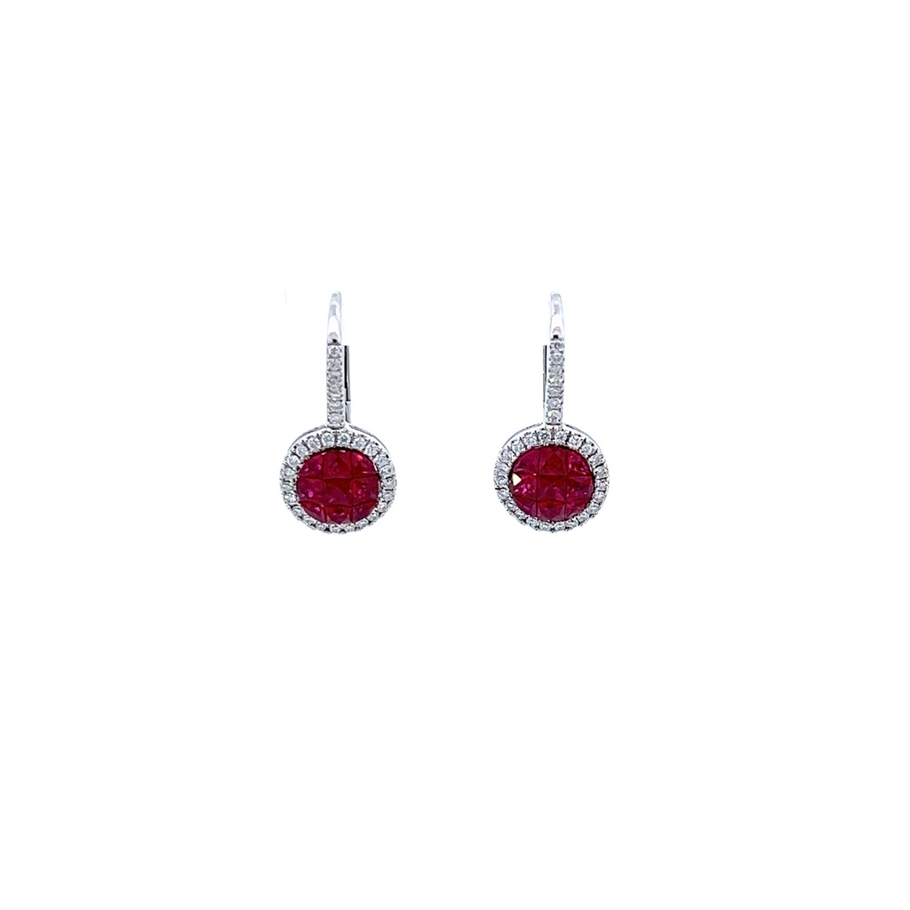 Diamond And Ruby Drop Earrings 2.05cttw