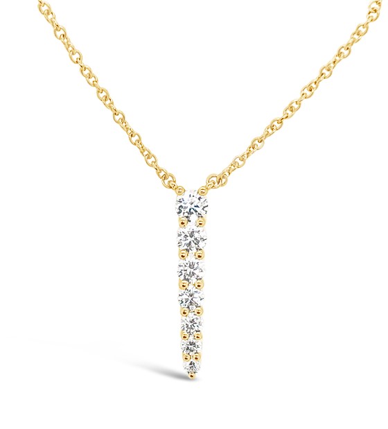 Yellow Gold Diamond Identity Pendant Necklace 0.46cttw