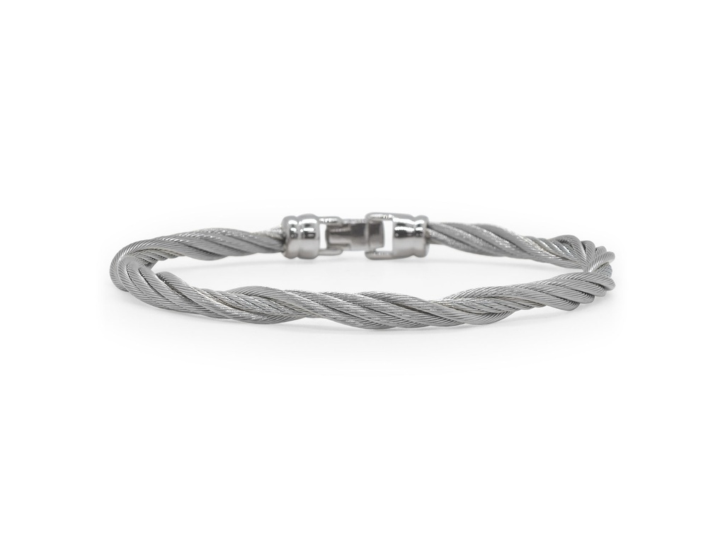 Stainless Steel Grey Twisted Nautical Cable Bracelet