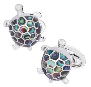 [S2032AB] Abalone Inlay Turtle Cufflinks