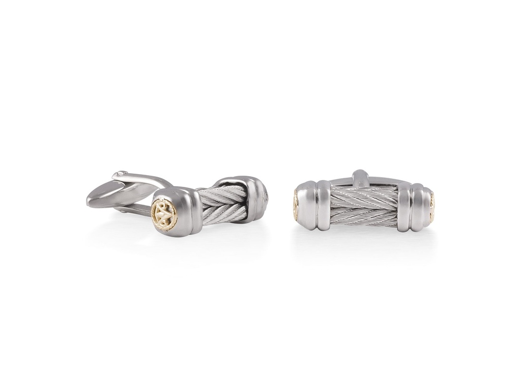 Stainless Steel Grey Nautical Cable Bar Cufflinks