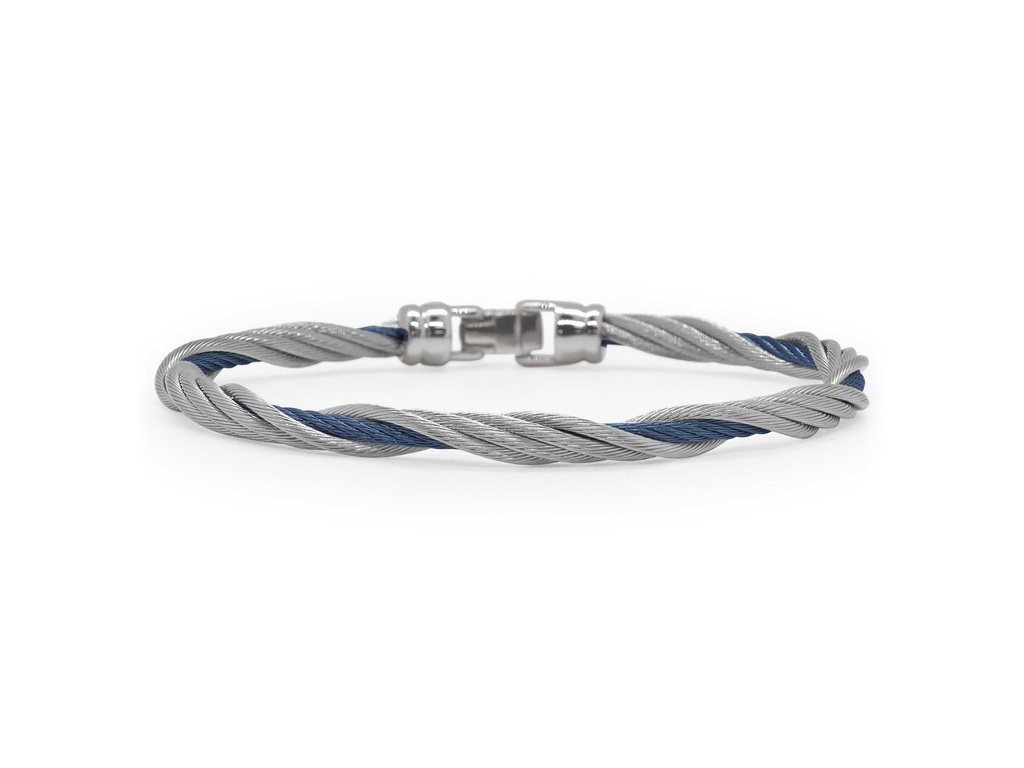 Navy And Grey Nautical Cable Twisted Bracelet