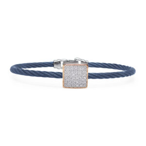 Rose Gold And Blueberry Nautical Cable Diamond Square Station Bracelet 0.30cttw