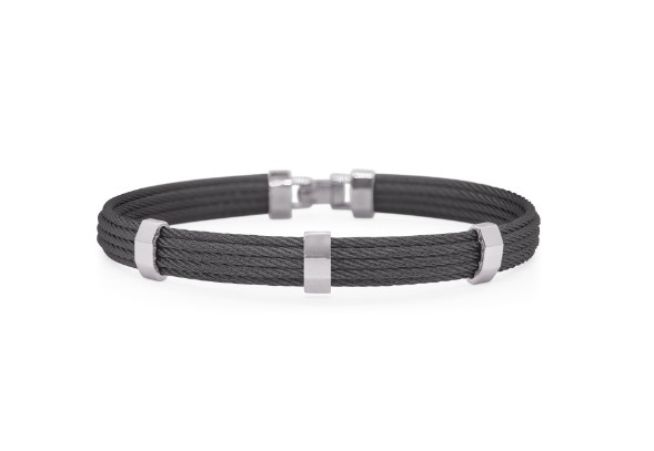 Stainless Steel And Black Nautical Cable Bracelet