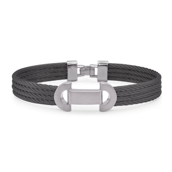 Black Nautical Cable Bracelet With Stainless Steel Buckle