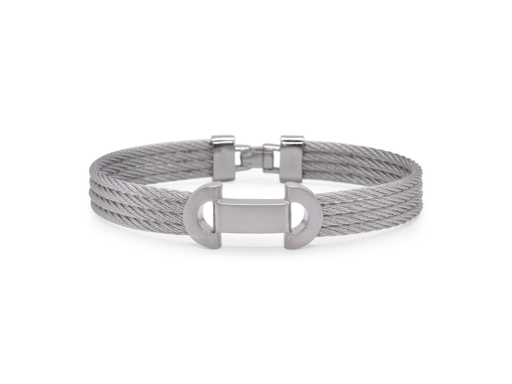 Grey Nautical Cable Bracelet With Stainless Steel Buckle