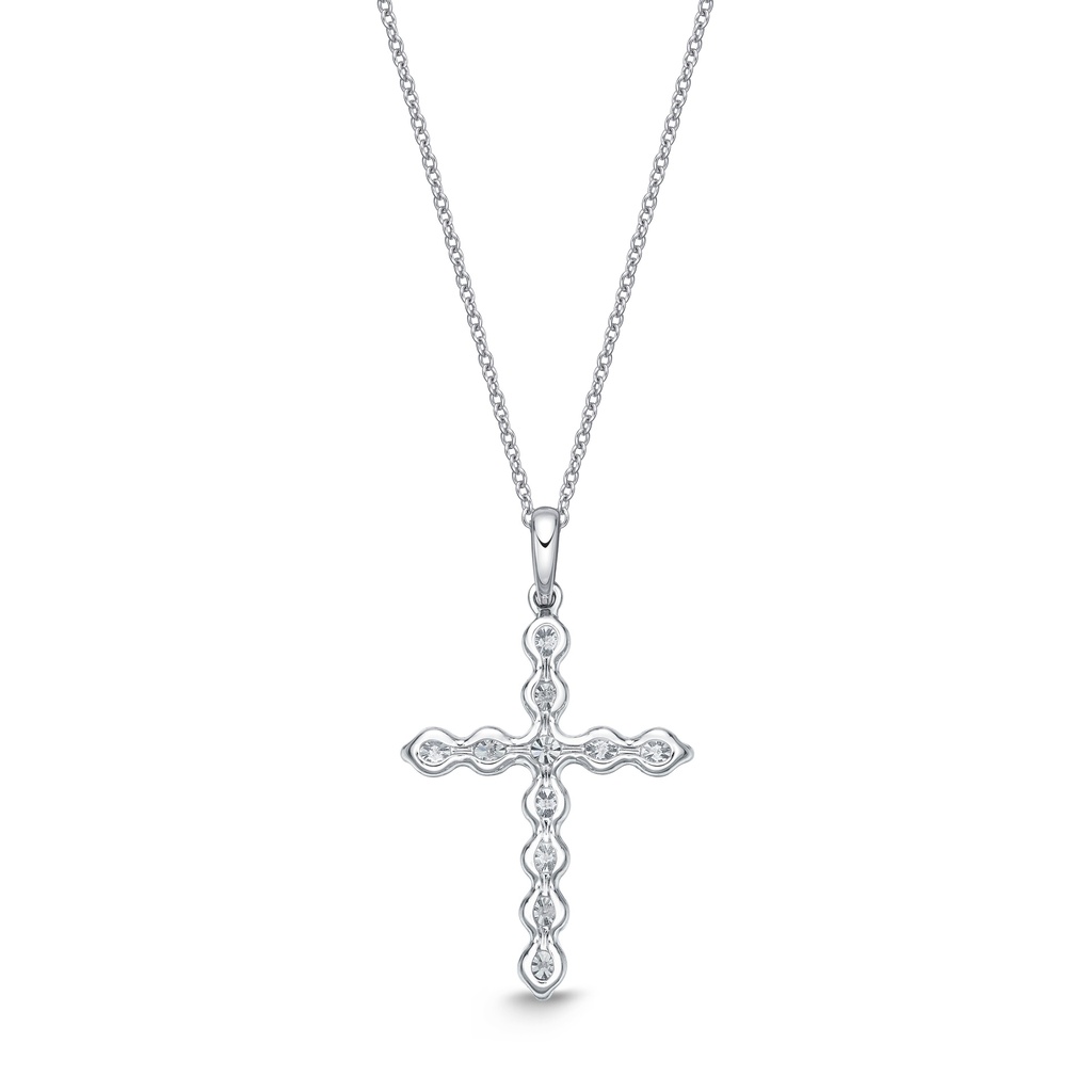 White Gold Diamond Cross Necklace 0.56cttw