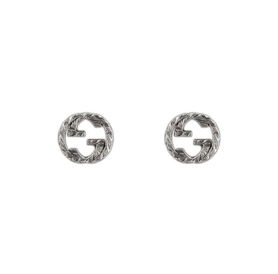 Sterling Silver Interlocking GG Striped Studs