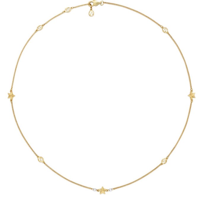 Yellow Gold Diamond Interlocking Star Necklace 0.11ct
