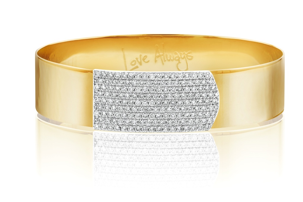 Yellow Gold Diamond Large Strap Bracelet 2.10cttw