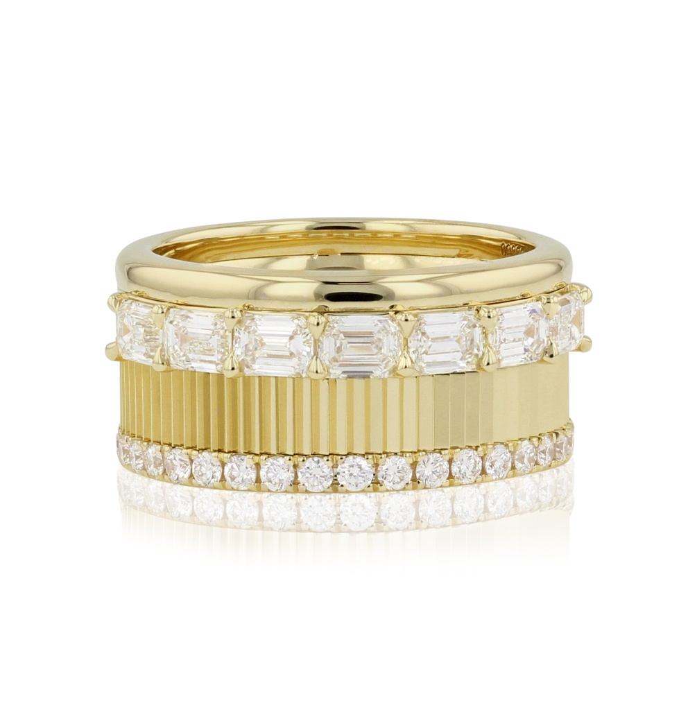 [R0904DY] Yellow Gold Diamond Aura Band 1.28cttw
