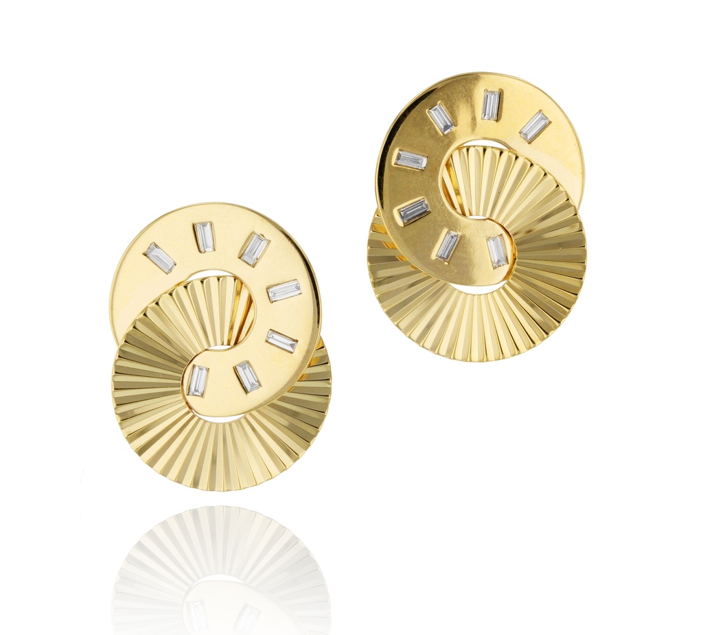 [E0910DY] 14Kt Yellow Gold Diamond Aura Stud Earrings 0.28cttw