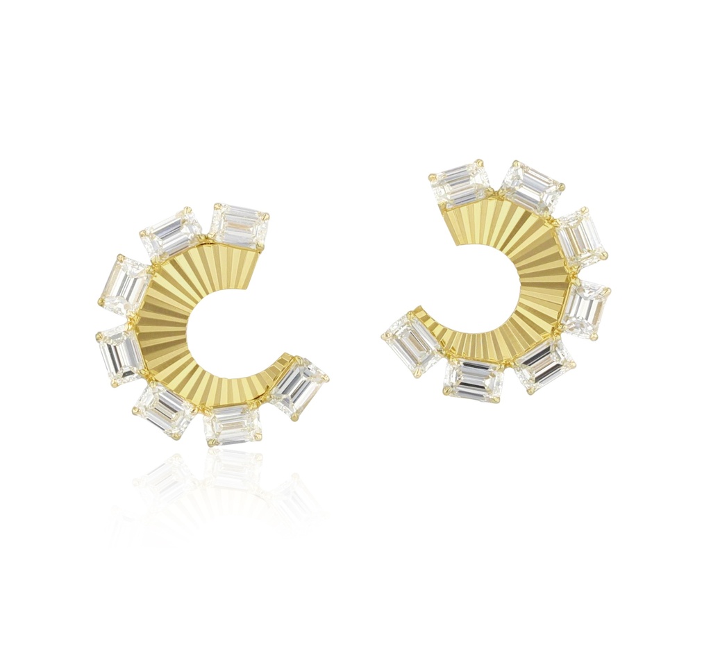 Yellow Gold Diamond Aura Fan Earrings 2.24cttw