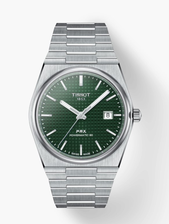 40mm Green Dial Watch With A Stainless Steel Strap