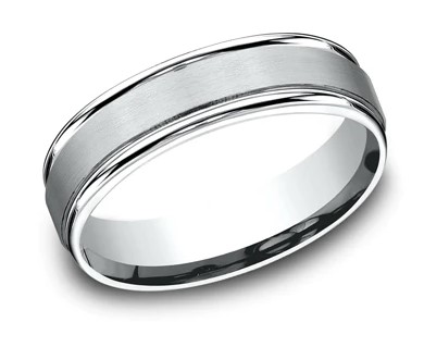 White Gold 6mm Comfort Fit Satin Finish Band