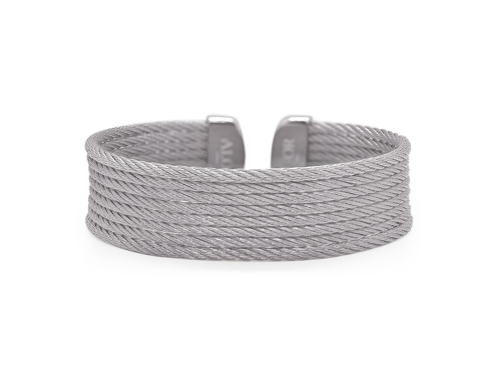Stainless Steel Grey Nautical Cable Cuff Bracelet 
