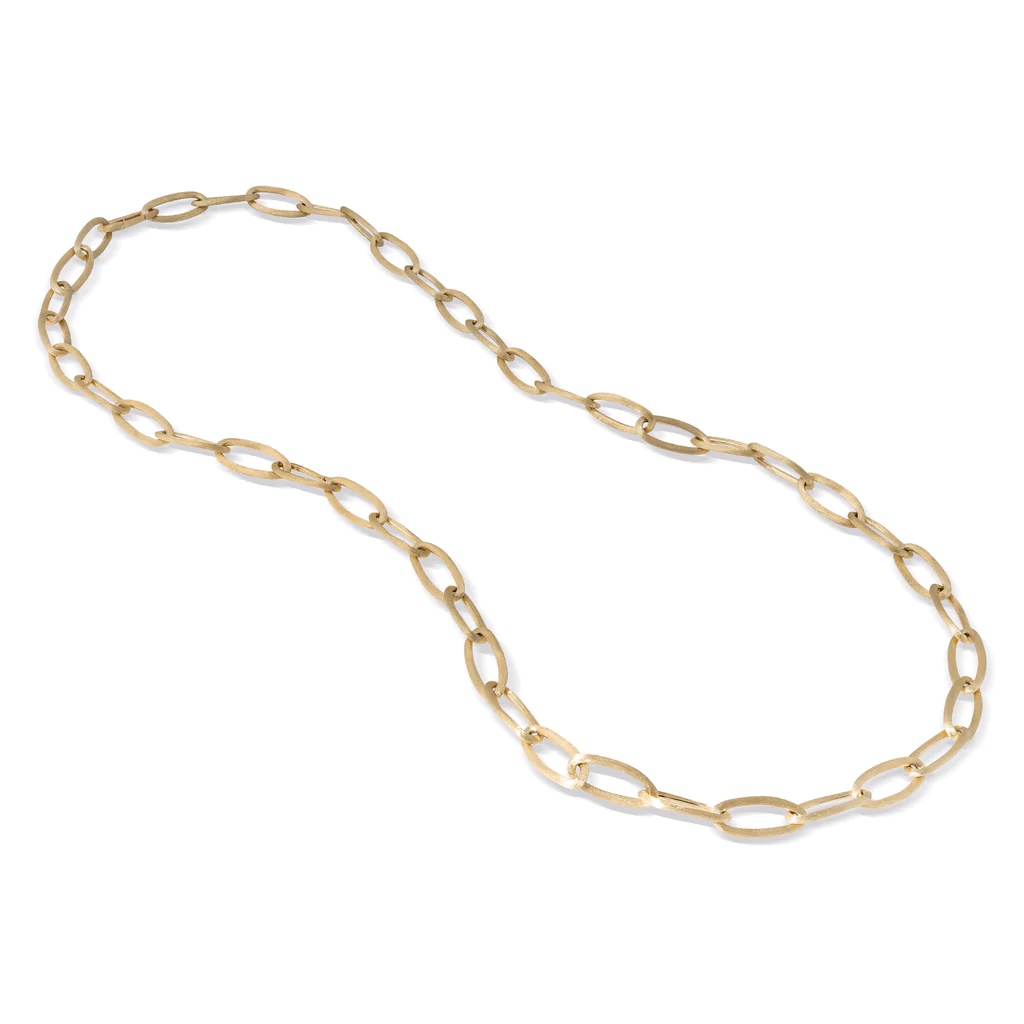 Yellow Gold Jaipur Long Oval Link Necklace