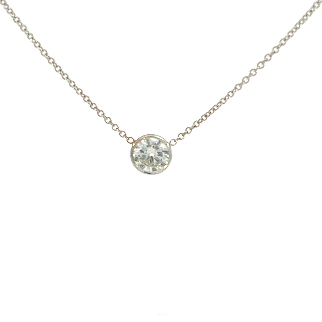 White Gold Diamond Bezel Necklace 1.00cttw
