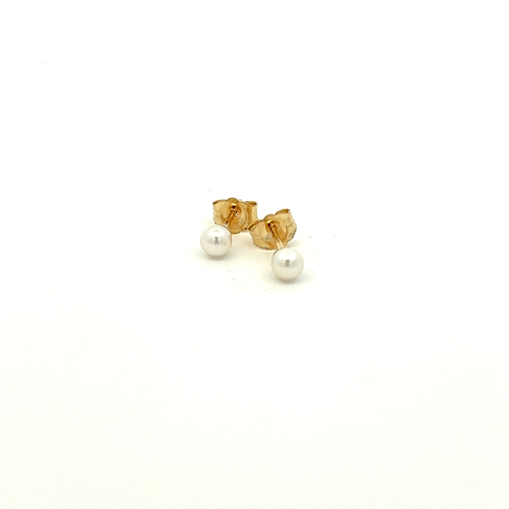 Yellow Gold 4mm Pearl Stud Earrings