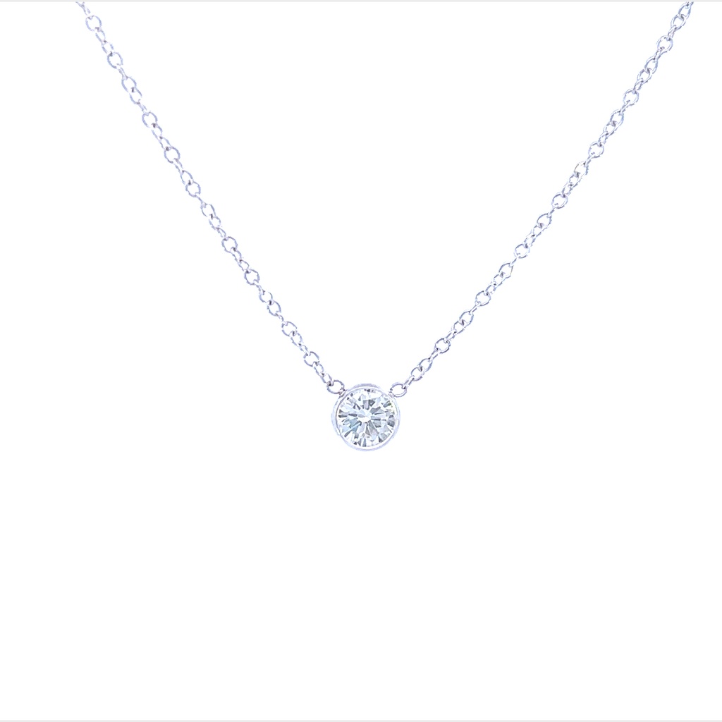 14Kt White Gold Pendant Necklace With A Round Diamonds Weighing 0.60cttw