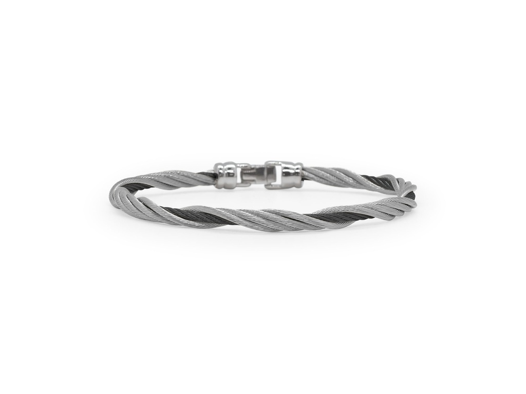 Grey And Black Nautical Cable Twisted Bracelet