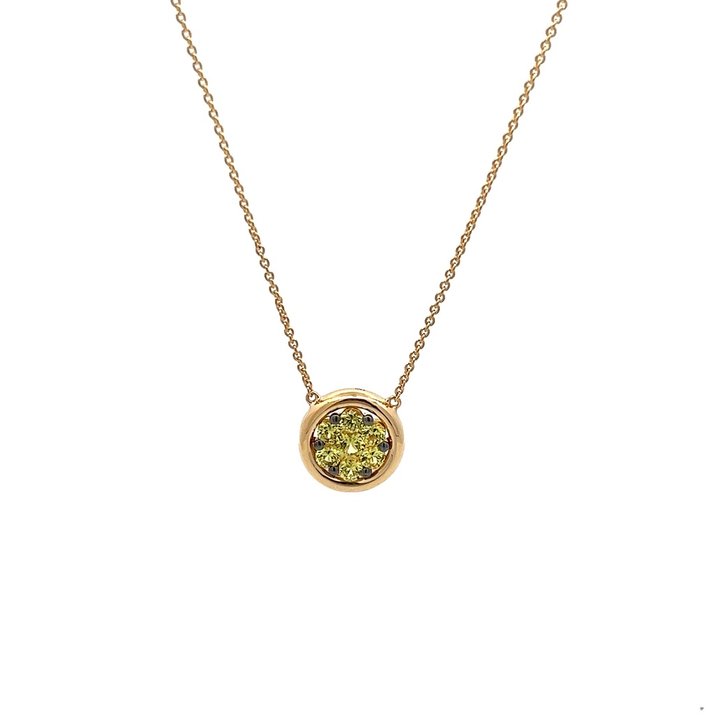 Yellow Gold Bezel Pendant Necklace With Yellow Sapphires Weighing 0.65cttw