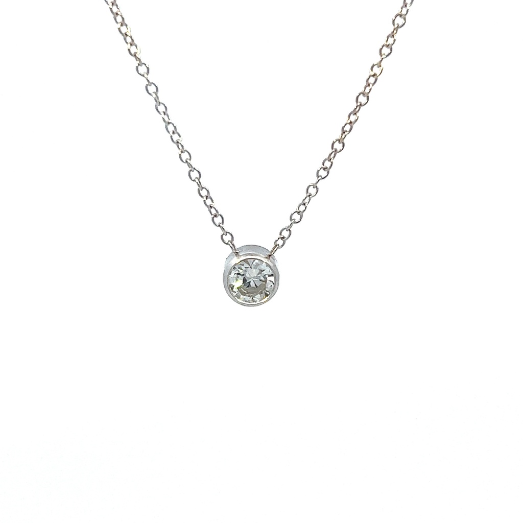 White Gold Diamond Bezel Pendant Necklace 0.70cttw