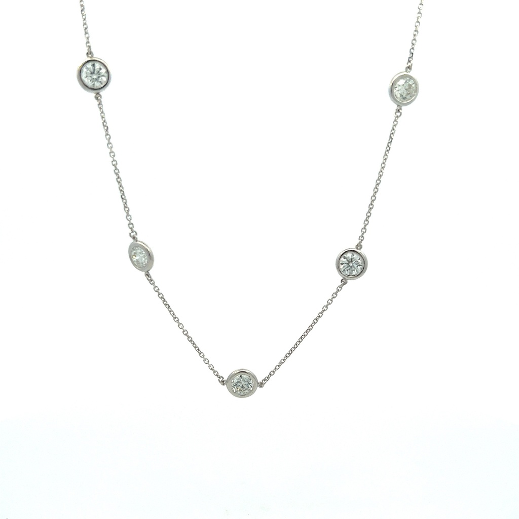White Gold Diamonds By The Inch Necklace With Round Diamonds Weighing 4.90cttw