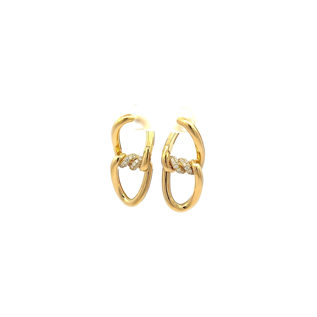 Yellow Gold Cialoma Earrings With Round Diamonds Weighing 0.35cttw