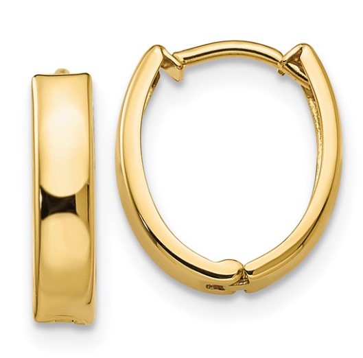 Yellow Gold Hinged Oval Hoop Earrings