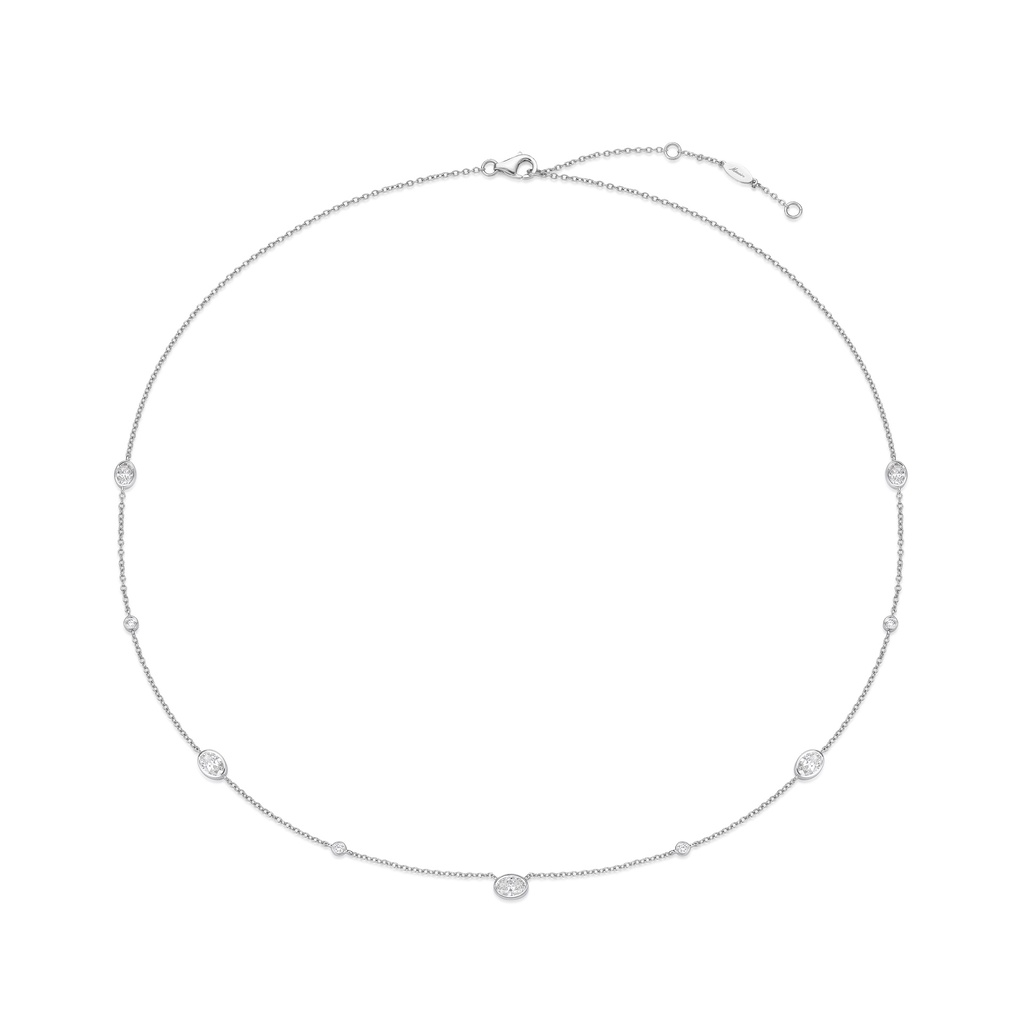 White Gold Cascade Diamonds By The Yard Necklace With Oval And Round Diamonds Weighing 1.02cttw