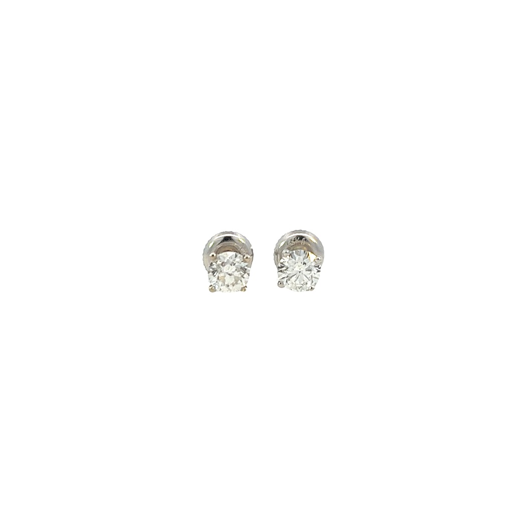 Round Brilliant Cut Diamond Studs 1.03cttw H/SI2 14Kt White Gold Cocktail Set Screwbacks