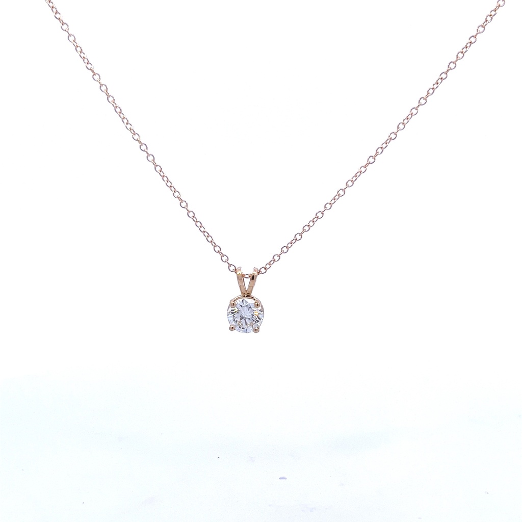 Yellow Gold Pendant Necklace With A Round Diamond Weighing 1.14cttw
