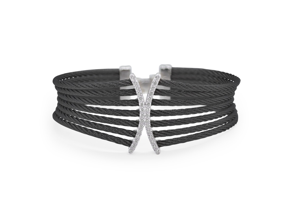 Diamond Black Nautical Cable Bracelet 0.25cttw