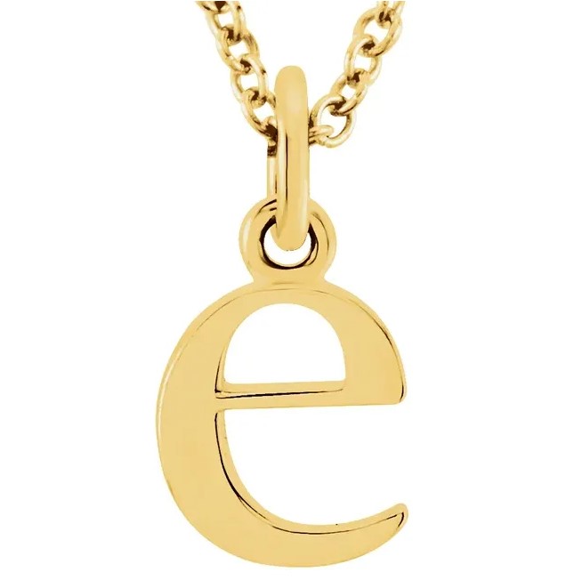 Yellow Gold "e" Initial Pendant Necklace