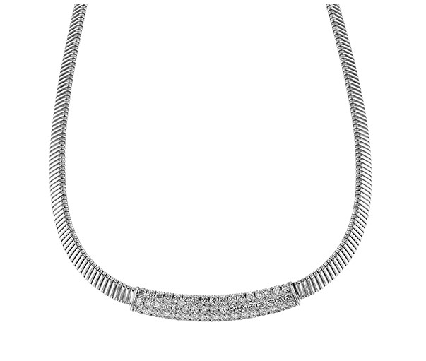White Gold Flex Necklace With A Diamond Bar Station Weighing 3.11cttw