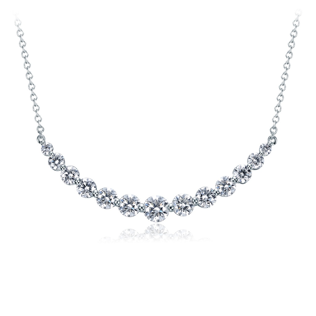 White Gold Smile Necklace With Round Diamonds Weighing 2.07cttw