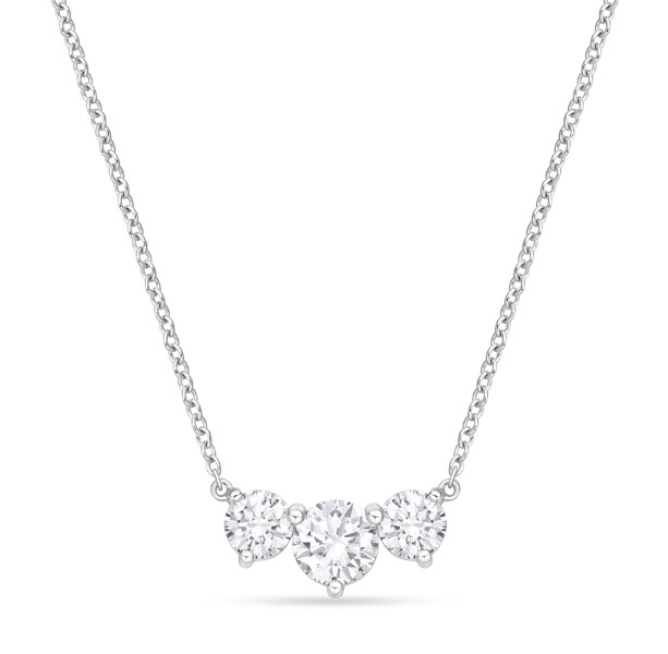 White Gold Trinity Necklace With Round Diamonds Weighing 0.92cttw