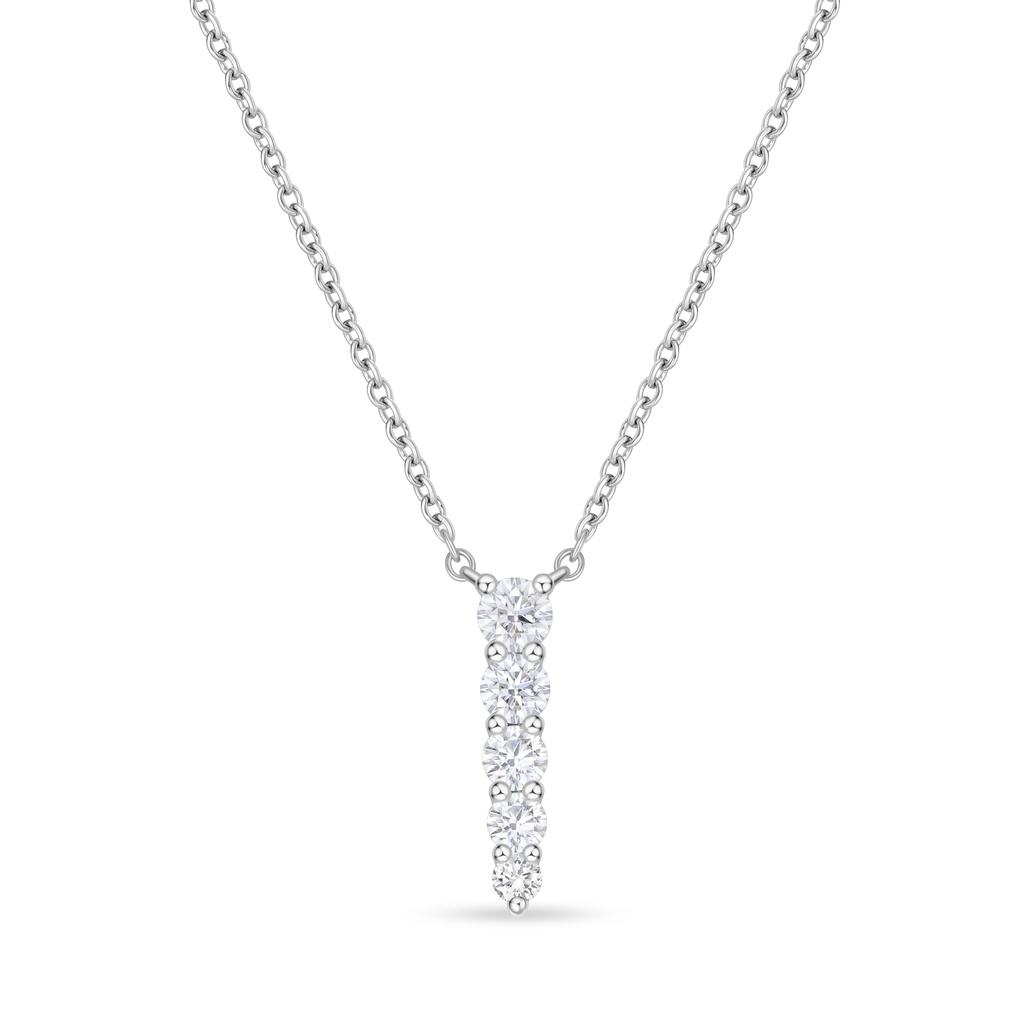 White Gold Diamond Identity Drop Pendant Necklace 0.28cttw