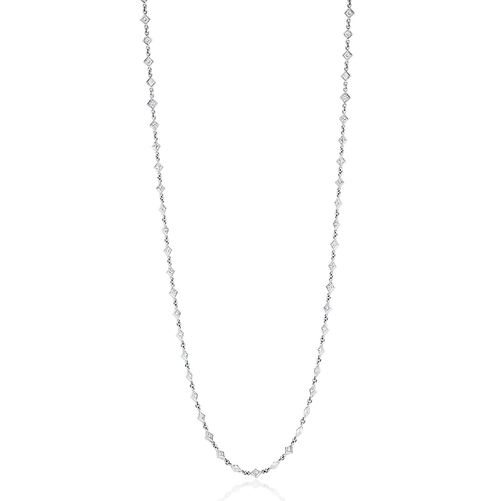 White Gold Diamonds By The Inch Necklace With Princess Cut Diamonds Weighing 7.22cttw