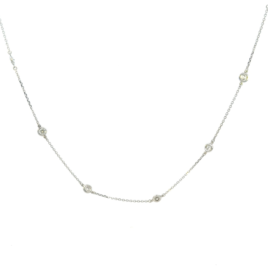 White Gold Diamonds By The Inch Necklace With Round Diamonds Weighing 1.28cttw