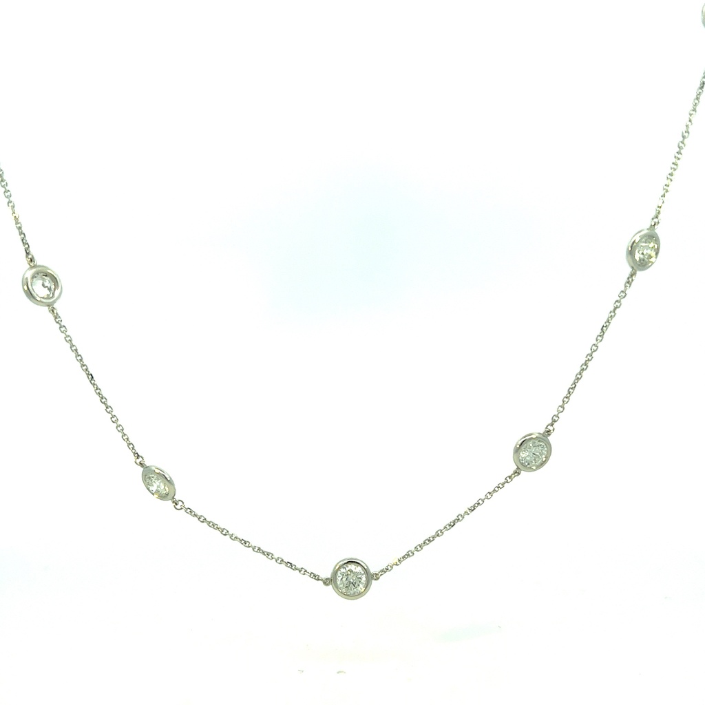 White Gold Diamonds By The Inch Necklace With Round Diamonds Weighing 5.00cttw