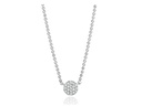 [N20023DW] 14Kt White Gold Micro Infinity Beaded Chain Necklace With Round Diamonds Weighing 0.10cttw