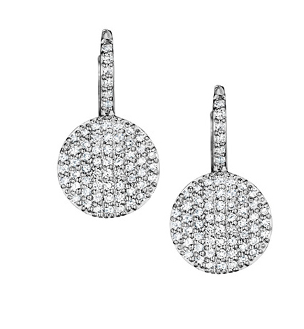 14Kt White Gold Petite Infinity Leverback Earrings With Round Diamonds Weighing 0.65cttw