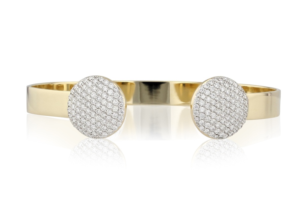 14Kt Yellow Gold Large Open Double Infinity Bracelet With Round Diamonds Weighing 1.43cttw