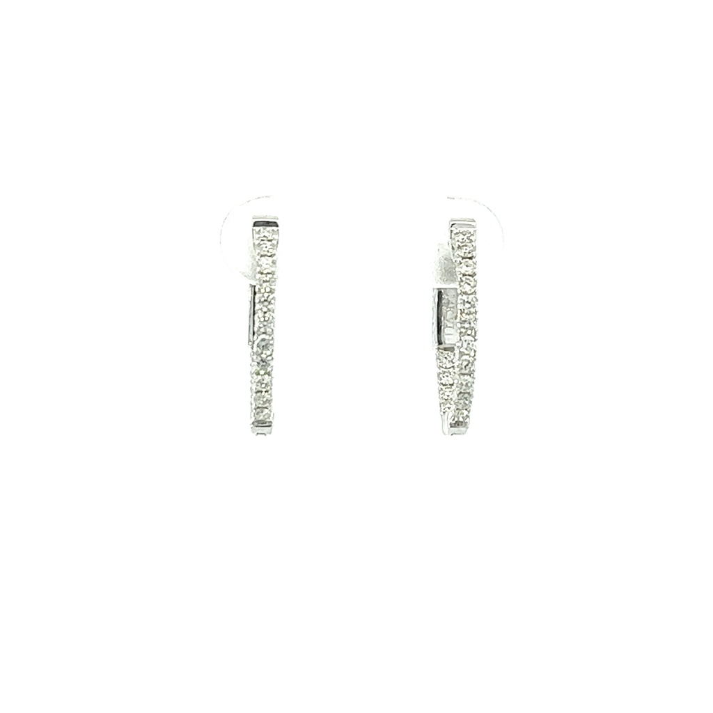 14Kt White Gold In/Out Hoop Earrings With 32 Round Diamonds Weighing 0.50cttw G-H/SI
