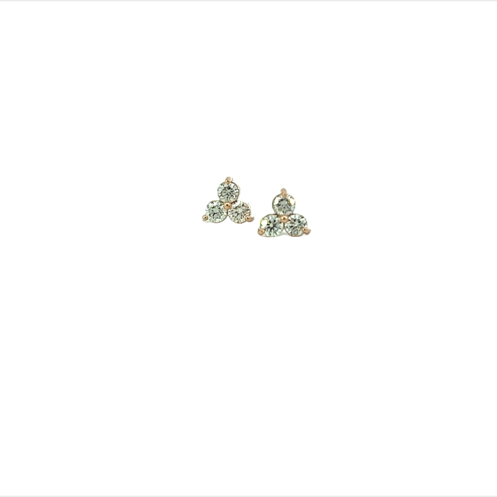 Trio Cluster Diamond Studs 0.60cttw 14Kt Rose Gold Pushbacks