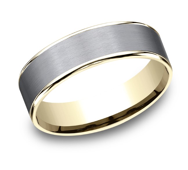 [CFT9465010GTA14KY09.5] 14Kt Yellow Gold And Tantalum 6mm Satin Finish Comfort Fit Band Sz9.5