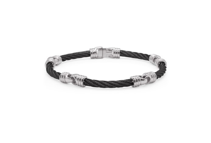 Stainless Steel Black Nautical Cable Soft Link Men's Bracelet